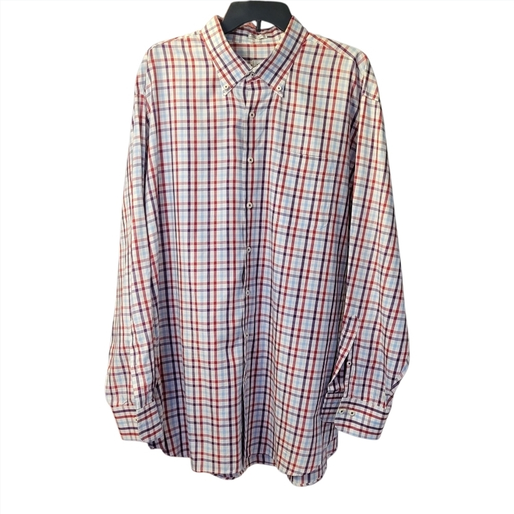 Peter Millar Red Plaid Button Down Dadcore Office… - image 1